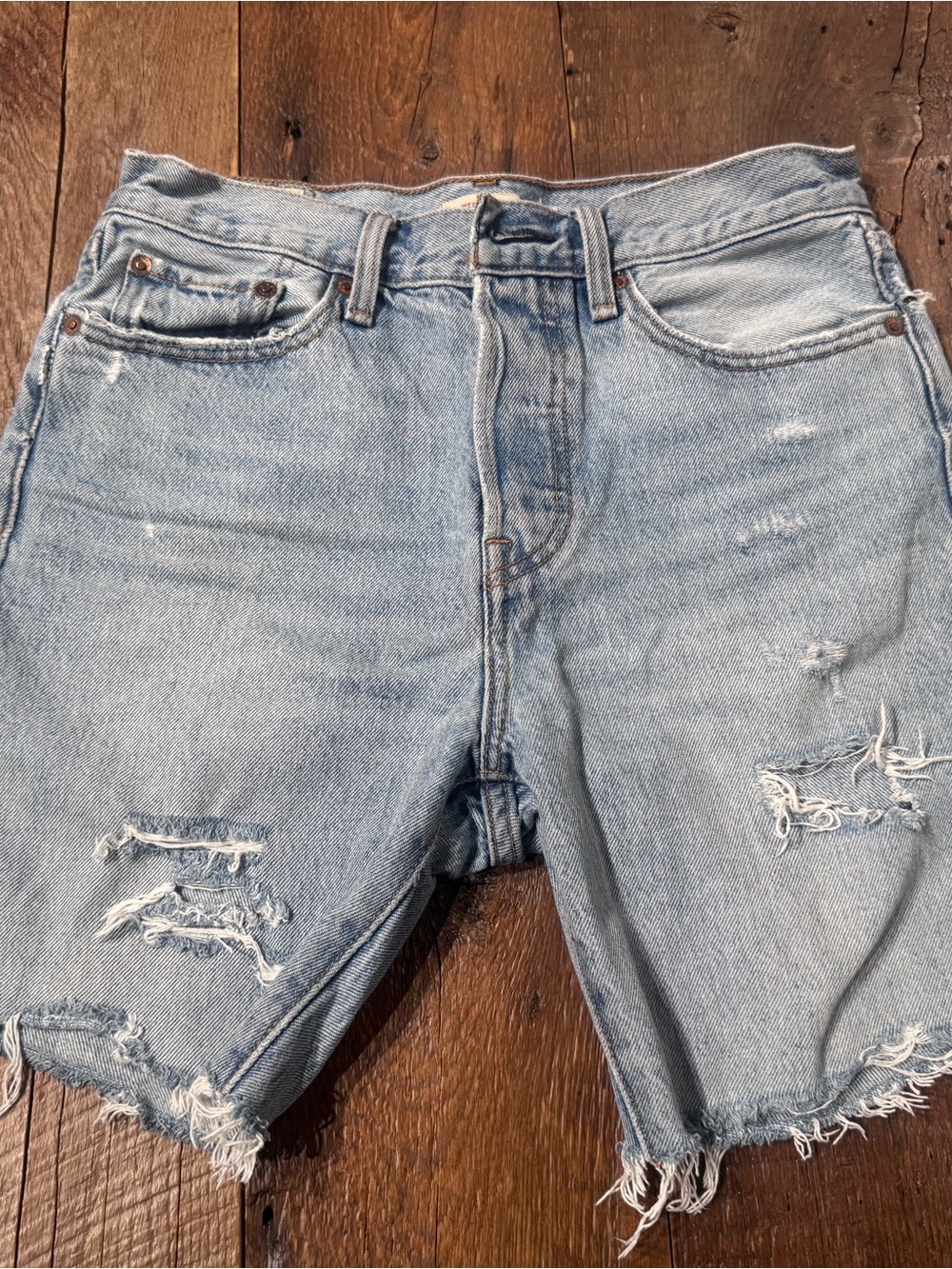 Levi's Light Blue Distressed Denim Cutoff Shorts